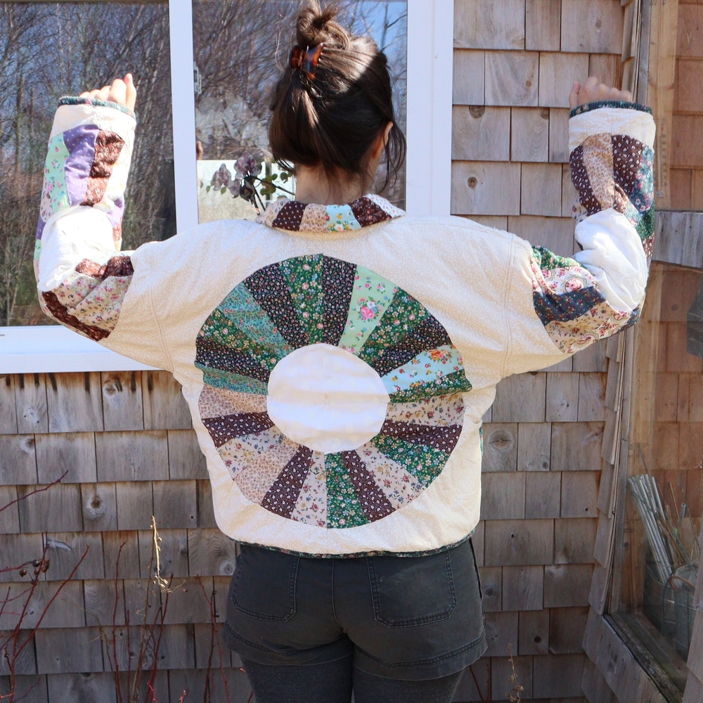 Upcycled Patchwork Quilted Jacket Handmade Vintage Quilt S M L - Picture 6 of 13